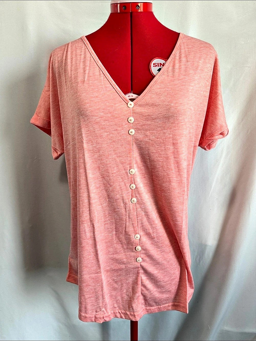 Diosun Short Sleeve Button Front Top in Pink NWT